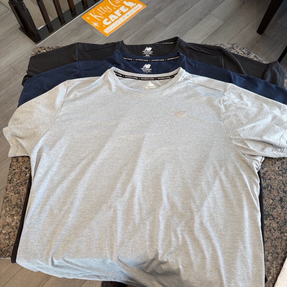 3 New Balance Men's Gray, Black and Navy Short Sleeve Tees